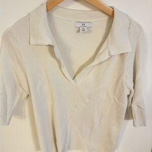 Halston Heritage Cream Ribbed Top